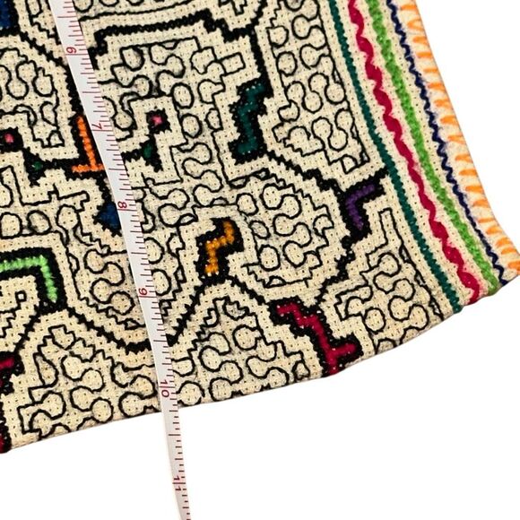 Geometric brightly colored Peruvian shipibo bag hand embroidered amazon jungle - Picture 4 of 7